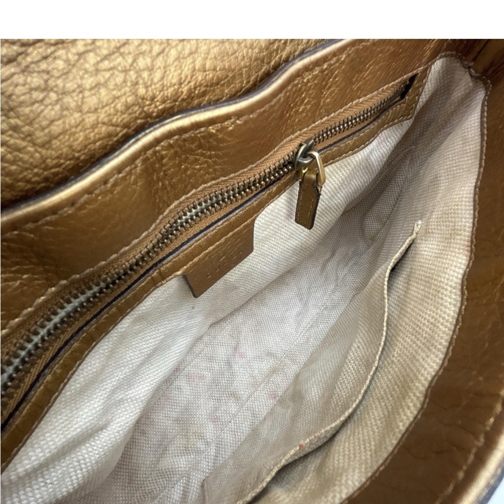 Authentic Gucci Metallic Gold Soho Chain Flap Bag Shoulder Crossbody - Picture 4 of 16